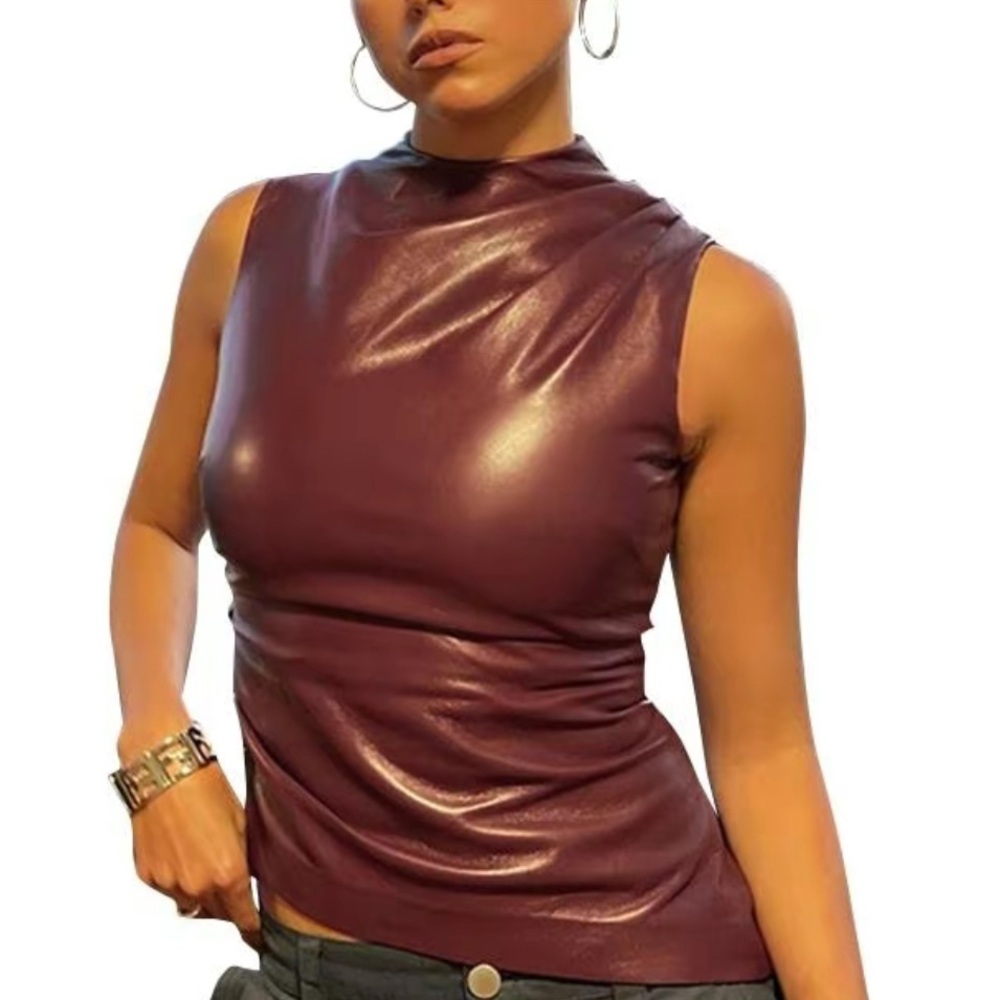 Sleek Burgundy Sleeveless Top